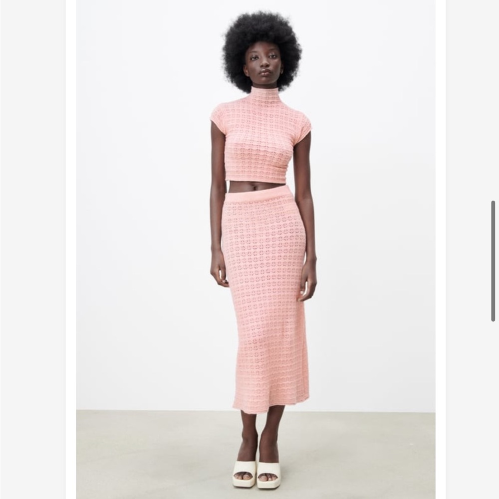 Zara POINTELLE KNIT SKIRT & TOP